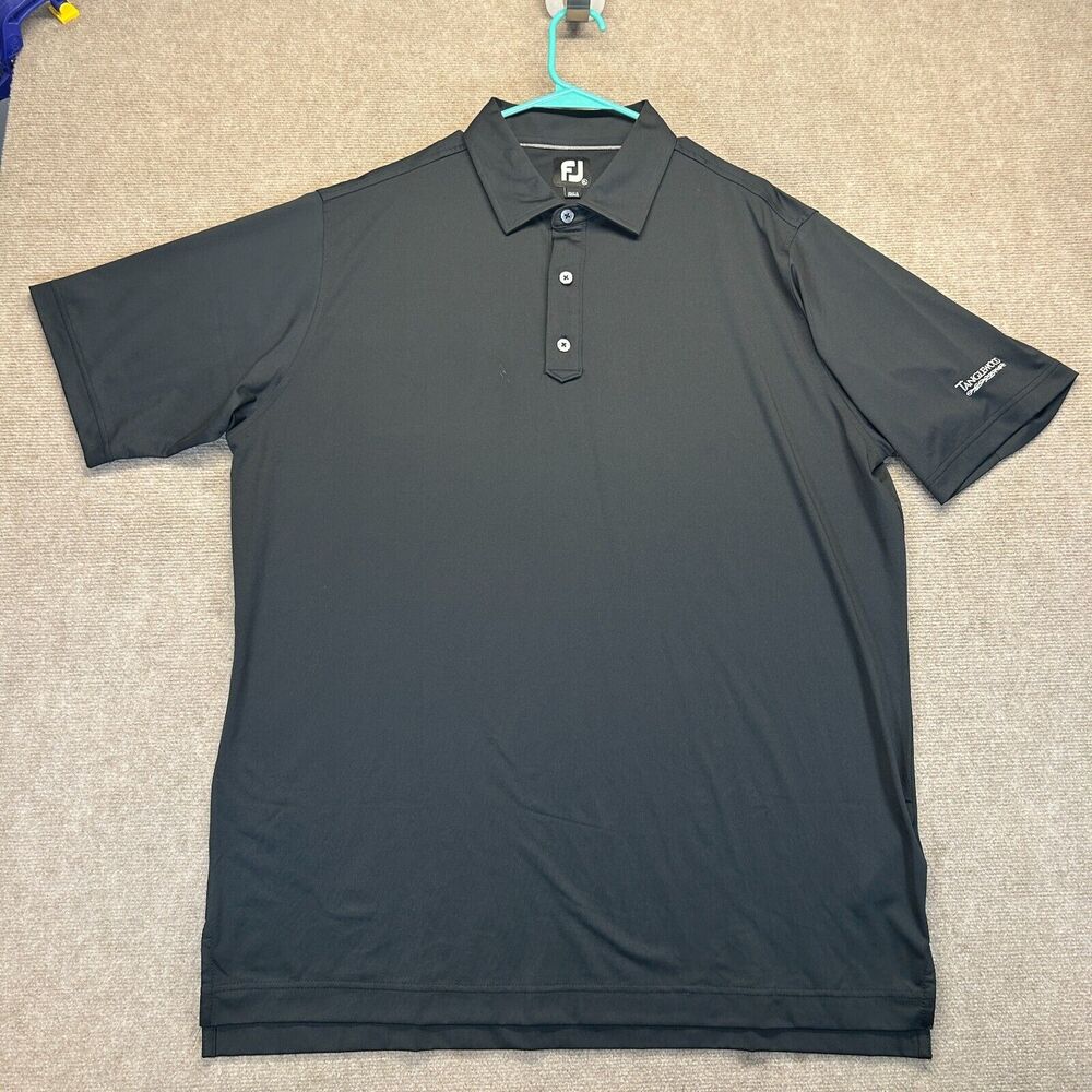 FootJoy Performance Golf Polo Shirt Men's XL Solid Black S/S Tanglewood Logo